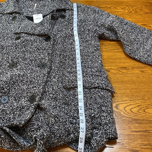 Free People Tweed Jacket Size M Oversized Cotton Wool Blend Black White NWT - Picture 6 of 13